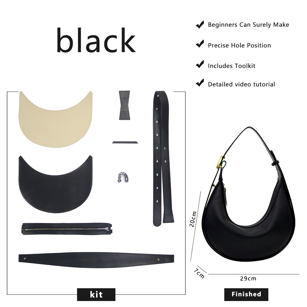 Fingerart Leather Top Grain leather Crescent Bag DIY Kit