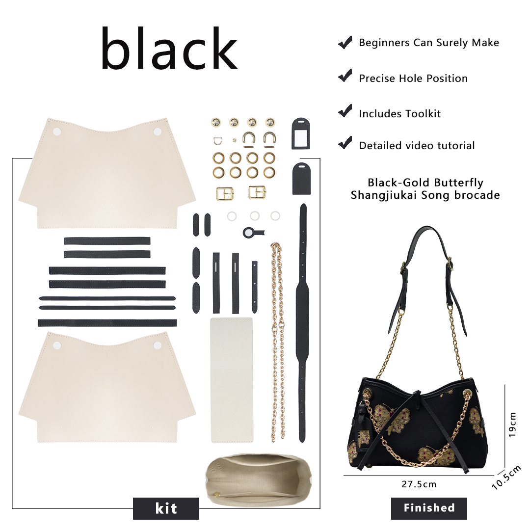 FingerArt Leather Dragon Tassel BB Bag DlY Kit, Leather and FabricCombination