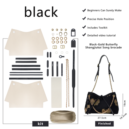 FingerArt Leather Dragon Tassel BB Bag DlY Kit, Leather and FabricCombination