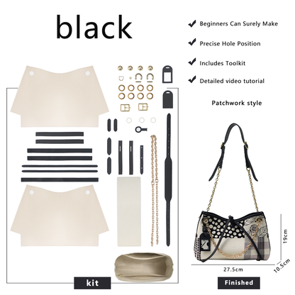 FingerArt Leather Dragon Tassel BB Bag DlY Kit, Leather and FabricCombination