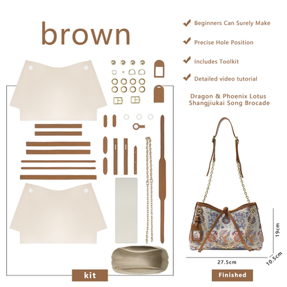 FingerArt Leather Dragon Tassel BB Bag DlY Kit, Leather and FabricCombination