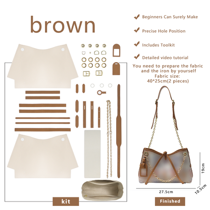 FingerArt Leather Dragon Tassel BB Bag DlY Kit, Leather and FabricCombination