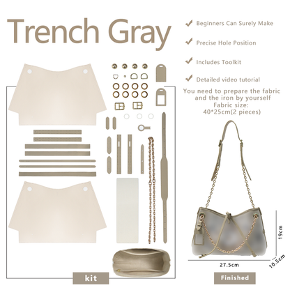 FingerArt Leather Dragon Tassel BB Bag DlY Kit, Leather and FabricCombination