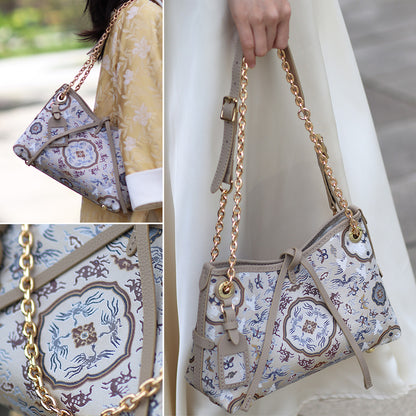 FingerArt Leather Dragon Tassel BB Bag DlY Kit, Leather and FabricCombination