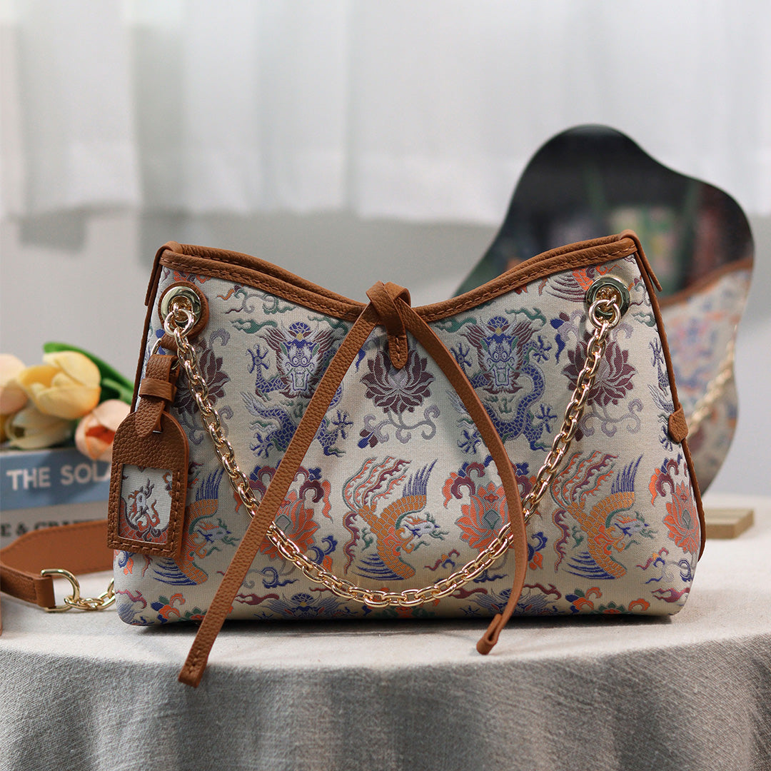 FingerArt Leather Dragon Tassel BB Bag DlY Kit, Leather and FabricCombination