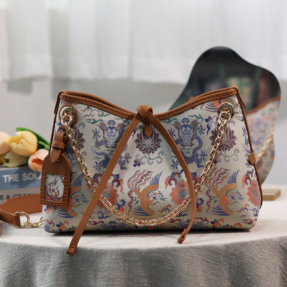 FingerArt Leather Dragon Tassel BB Bag DlY Kit, Leather and FabricCombination