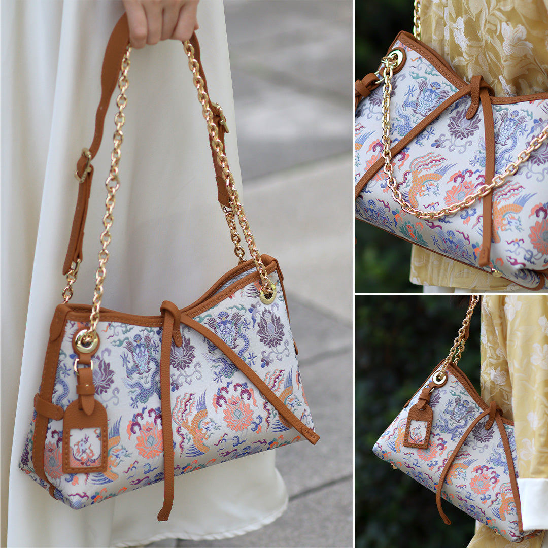 FingerArt Leather Dragon Tassel BB Bag DlY Kit, Leather and FabricCombination