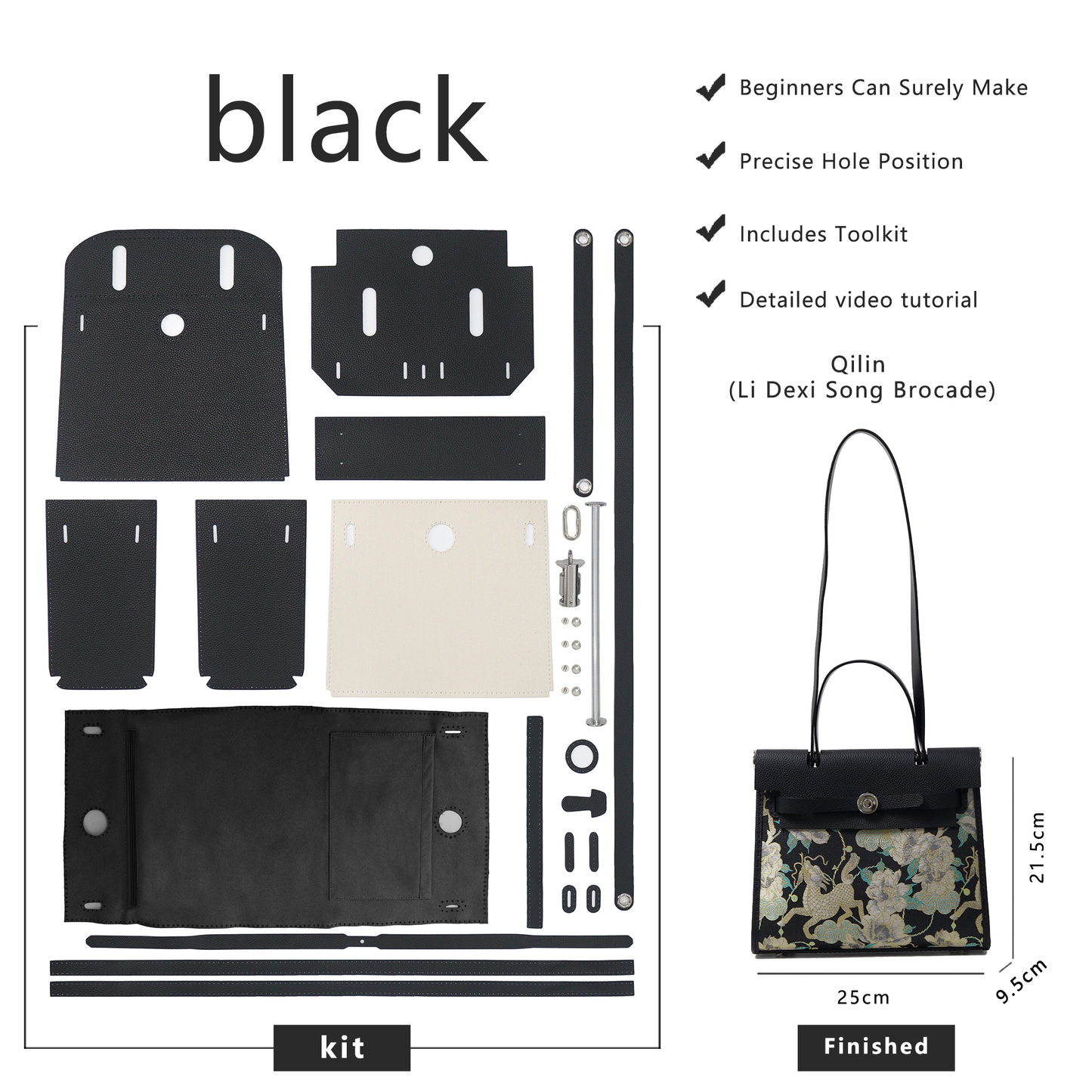 FingerArt Leather Her-Bag DIY Kit – Leather & Fabric Combination