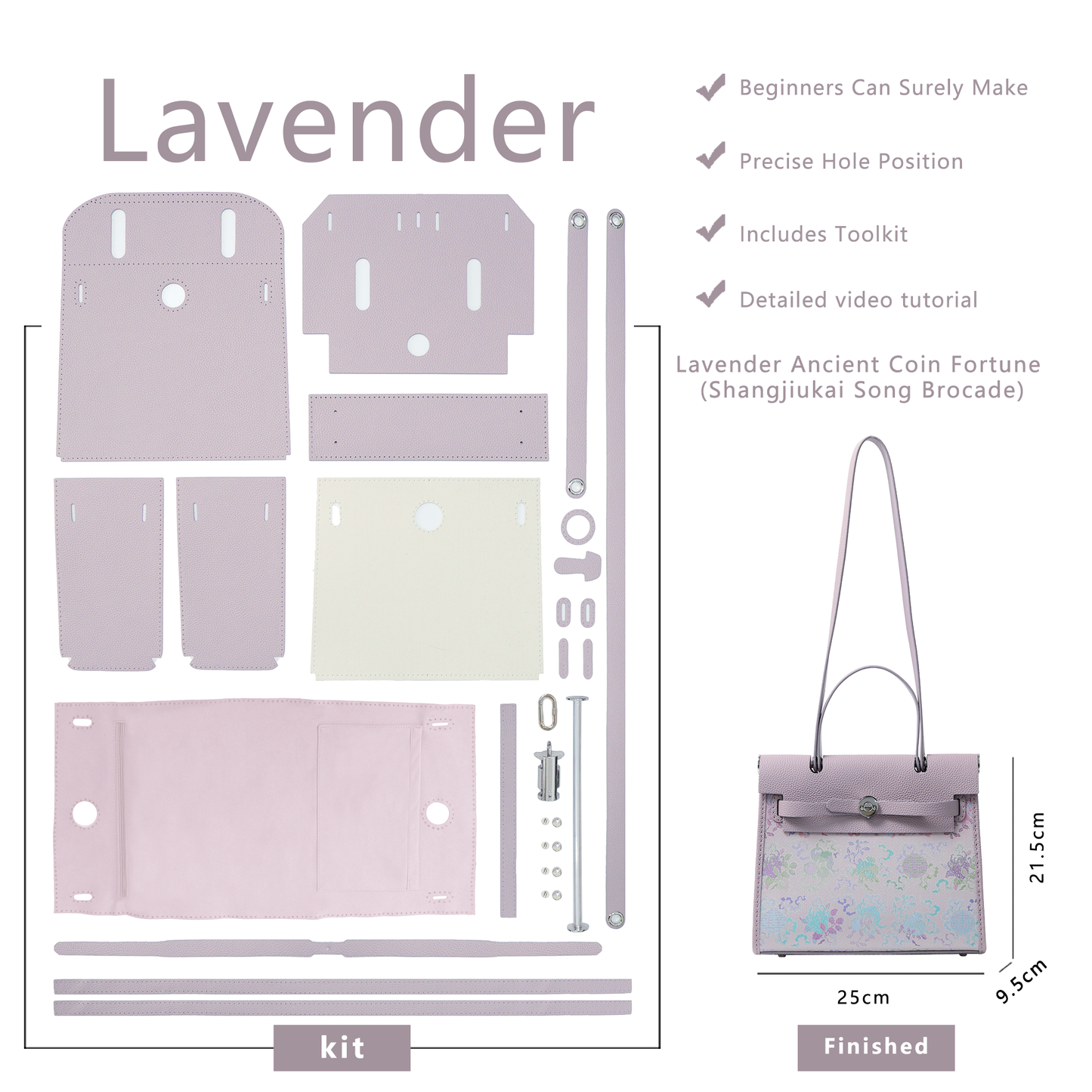 FingerArt Leather Her-Bag DIY Kit – Leather & Fabric Combination