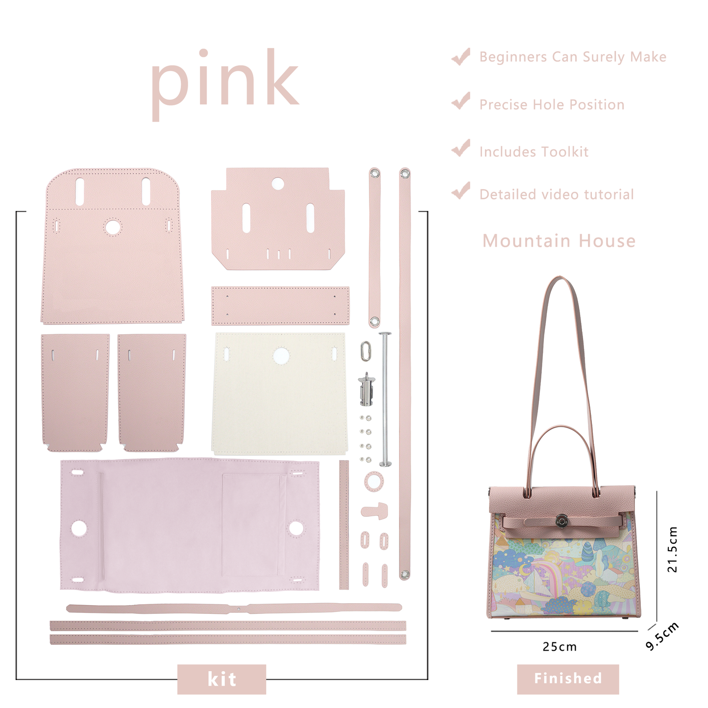 FingerArt Leather Her-Bag DIY Kit – Leather & Fabric Combination