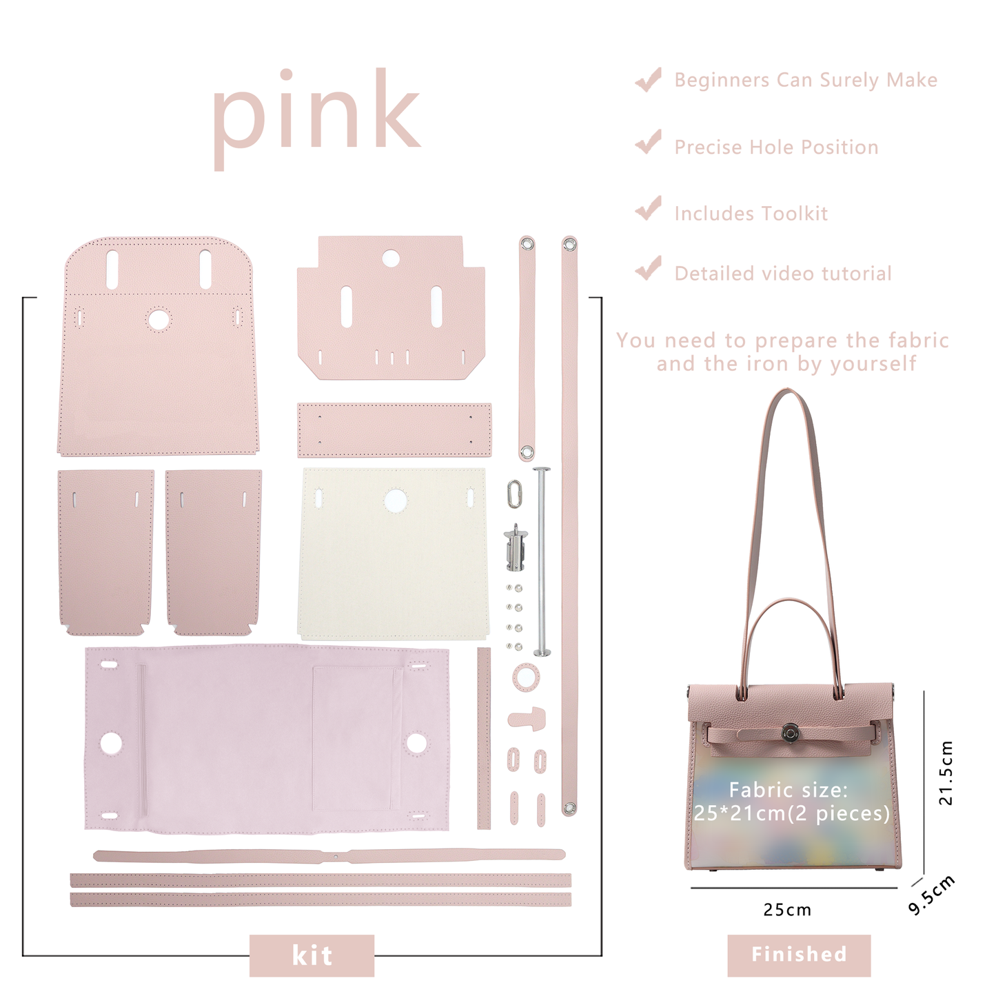 FingerArt Leather Her-Bag DIY Kit – Leather & Fabric Combination