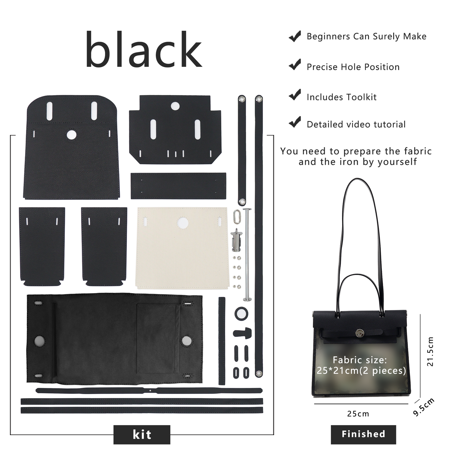 FingerArt Leather Her-Bag DIY Kit – Leather & Fabric Combination