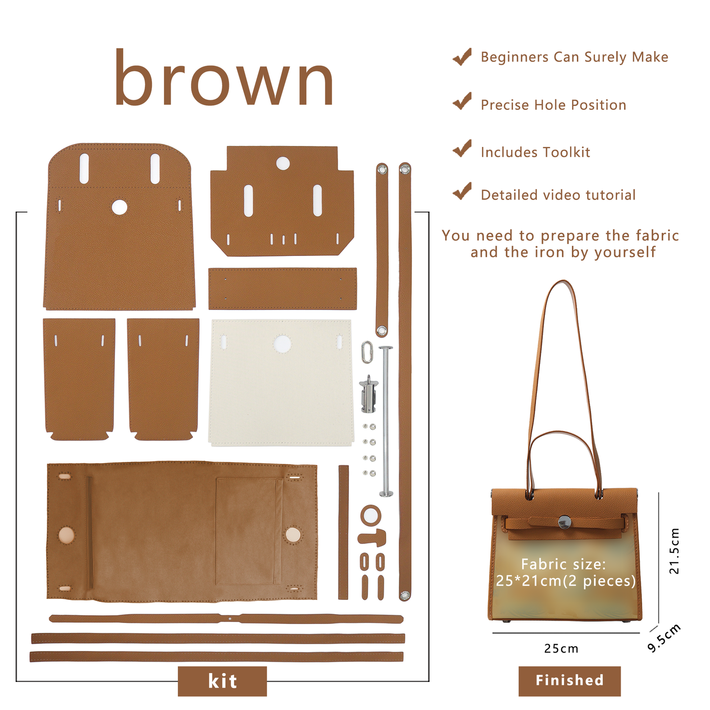 FingerArt Leather Her-Bag DIY Kit – Leather & Fabric Combination