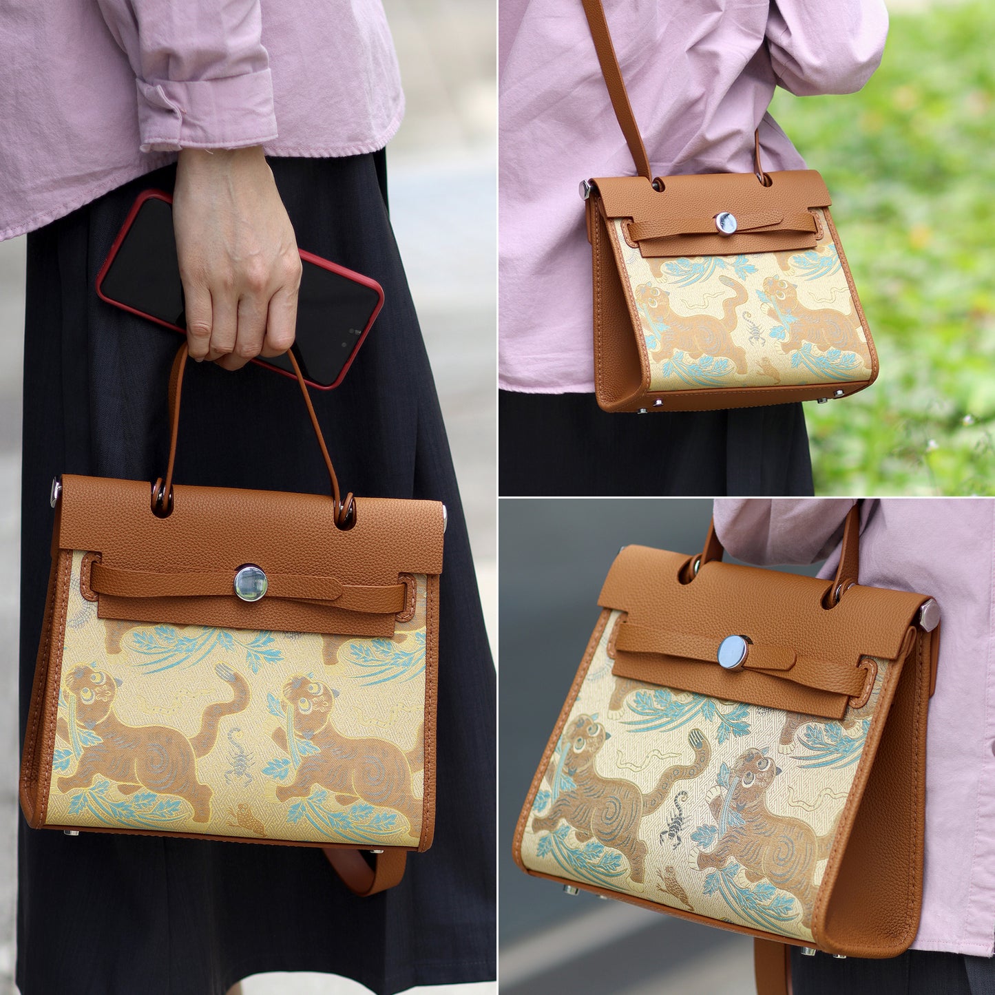 FingerArt Leather Her-Bag DIY Kit – Leather & Fabric Combination