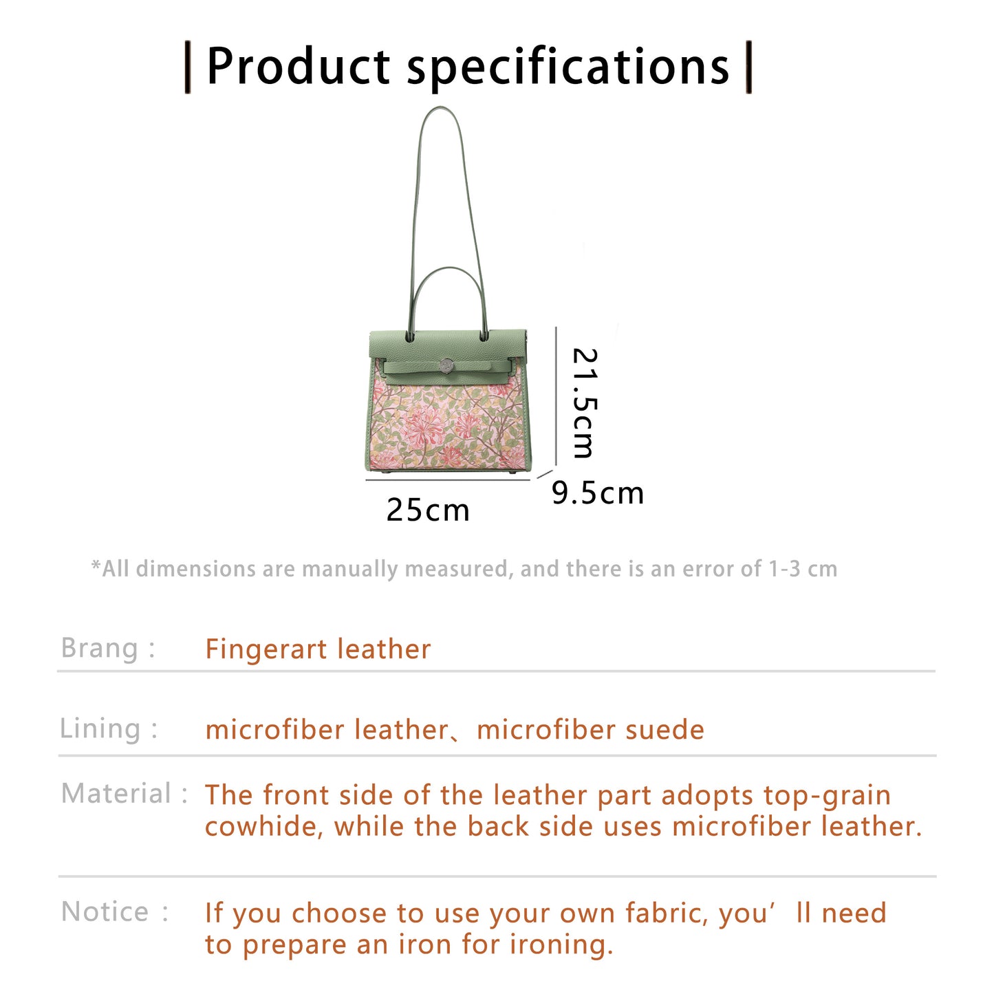 FingerArt Leather Her-Bag DIY Kit – Leather & Fabric Combination