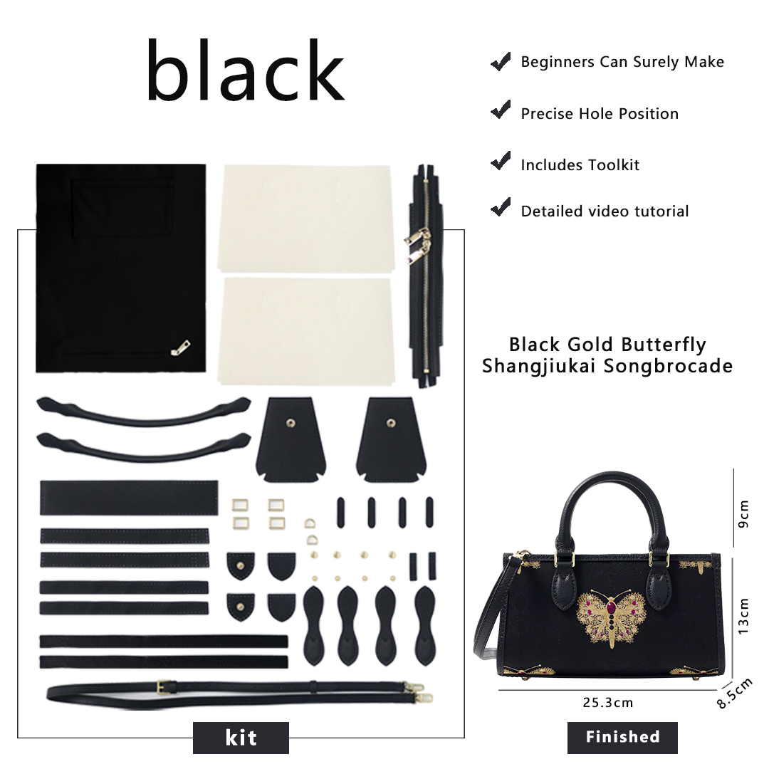 FingerArt Leather Horizontal Mini Tote Bag DIY Kit, Leather and Fabric Combination