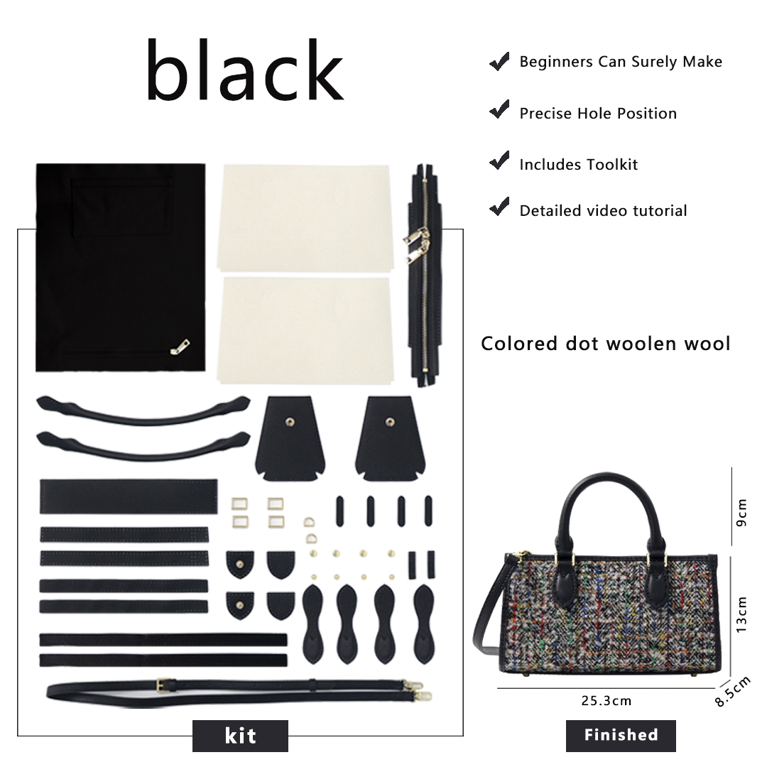 FingerArt Leather Horizontal Mini Tote Bag DIY Kit, Leather and Fabric Combination