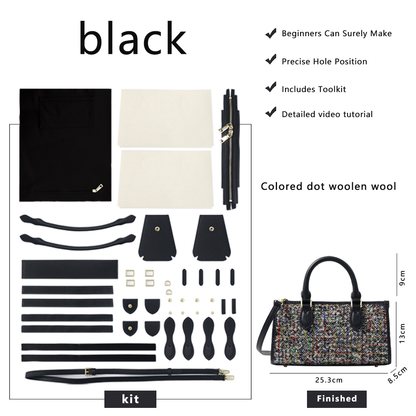 FingerArt Leather Horizontal Mini Tote Bag DIY Kit, Leather and Fabric Combination