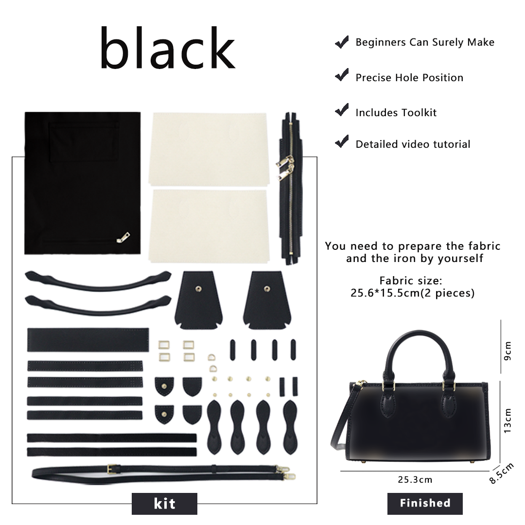 FingerArt Leather Horizontal Mini Tote Bag DIY Kit, Leather and Fabric Combination