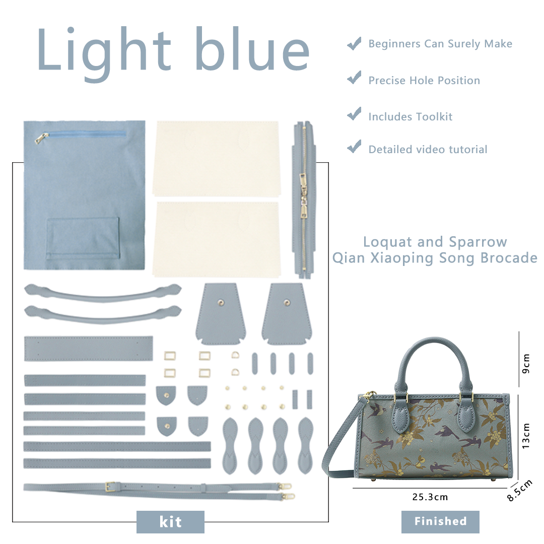 FingerArt Leather Horizontal Mini Tote Bag DIY Kit, Leather and Fabric Combination