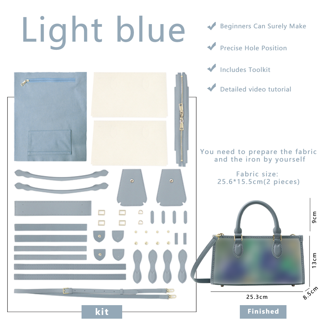 FingerArt Leather Horizontal Mini Tote Bag DIY Kit, Leather and Fabric Combination