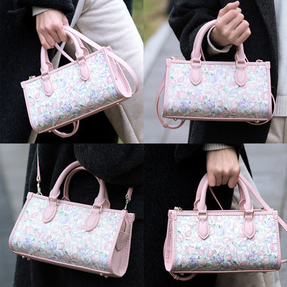 FingerArt Leather Horizontal Mini Tote Bag DIY Kit, Leather and Fabric Combination