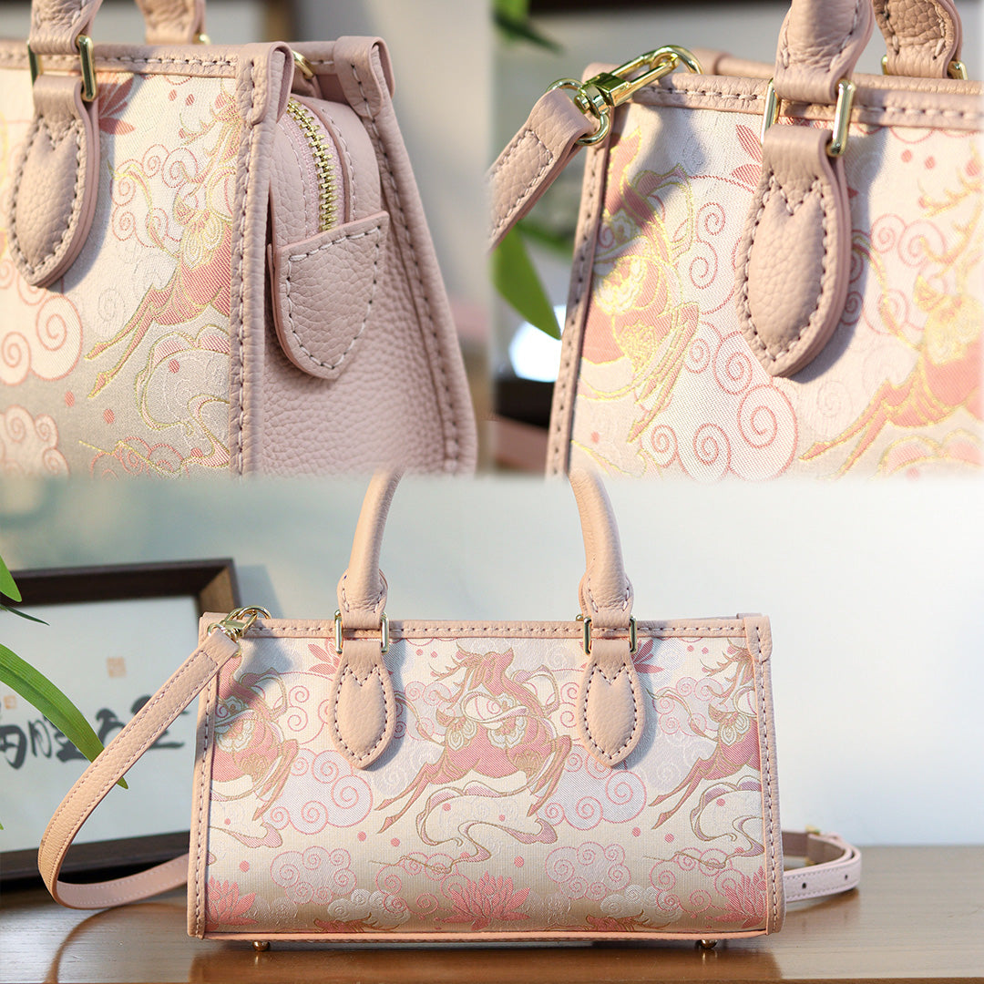 FingerArt Leather Horizontal Mini Tote Bag DIY Kit, Leather and Fabric Combination