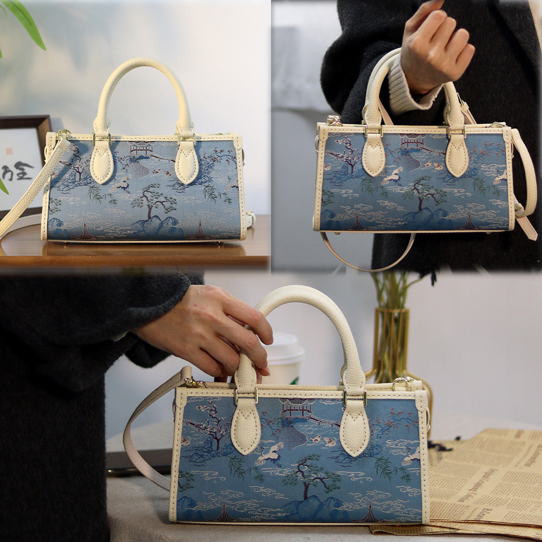 FingerArt Leather Horizontal Mini Tote Bag DIY Kit, Leather and Fabric Combination