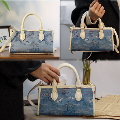 FingerArt Leather Horizontal Mini Tote Bag DIY Kit, Leather and Fabric Combination