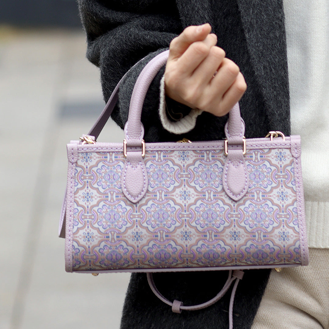 FingerArt Leather Horizontal Mini Tote Bag DIY Kit, Leather and Fabric Combination