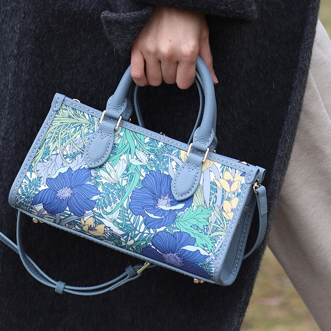 FingerArt Leather Horizontal Mini Tote Bag DIY Kit, Leather and Fabric Combination