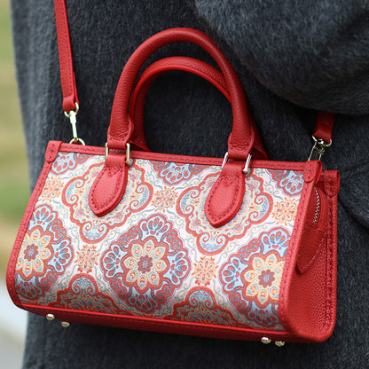 FingerArt Leather Horizontal Mini Tote Bag DIY Kit, Leather and Fabric Combination