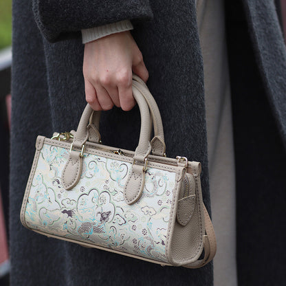 FingerArt Leather Horizontal Mini Tote Bag DIY Kit, Leather and Fabric Combination