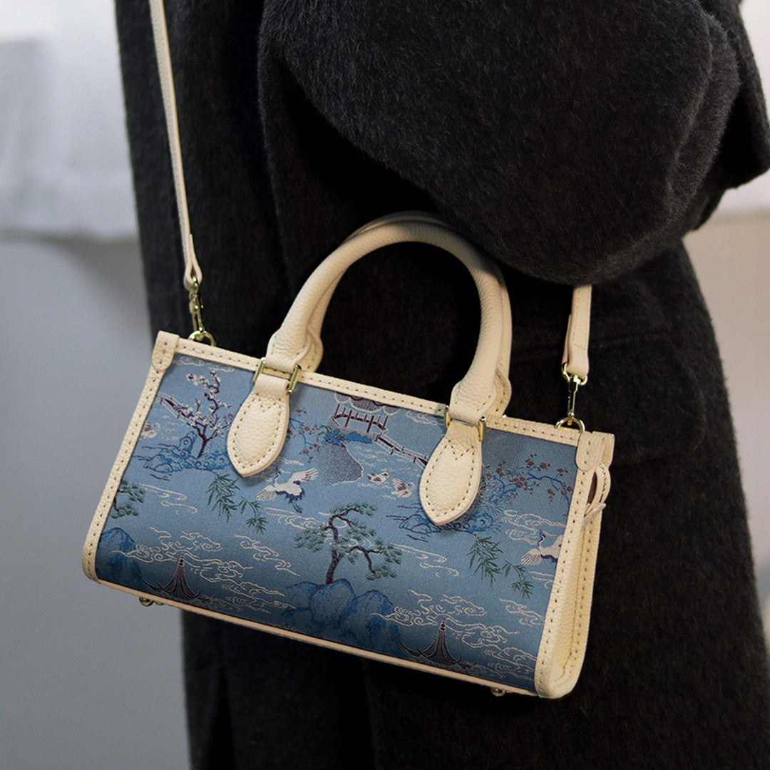 FingerArt Leather Horizontal Mini Tote Bag DIY Kit, Leather and Fabric Combination