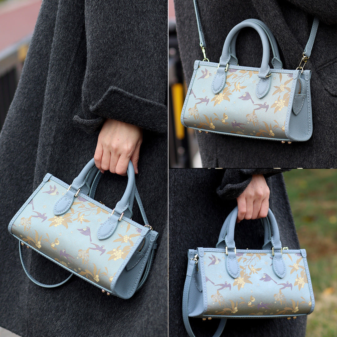 FingerArt Leather Horizontal Mini Tote Bag DIY Kit, Leather and Fabric Combination