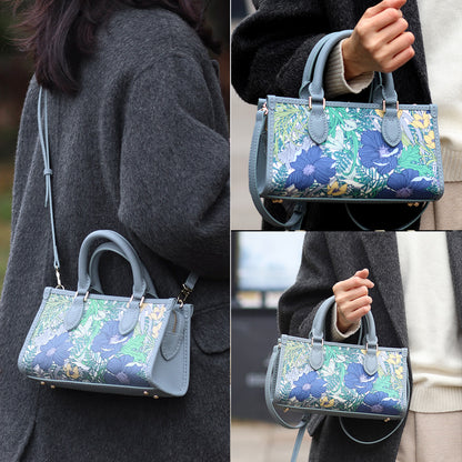 FingerArt Leather Horizontal Mini Tote Bag DIY Kit, Leather and Fabric Combination