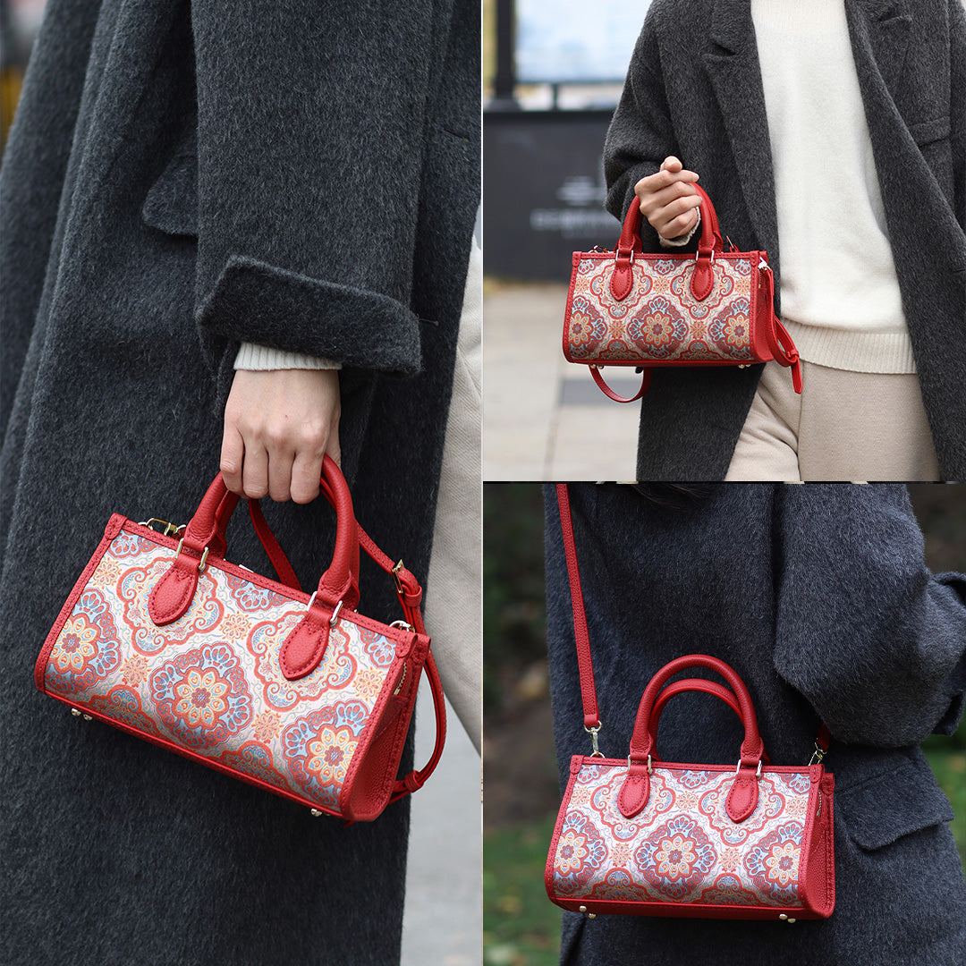 FingerArt Leather Horizontal Mini Tote Bag DIY Kit, Leather and Fabric Combination