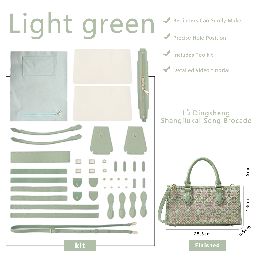 FingerArt Leather Horizontal Mini Tote Bag DIY Kit, Leather and Fabric Combination