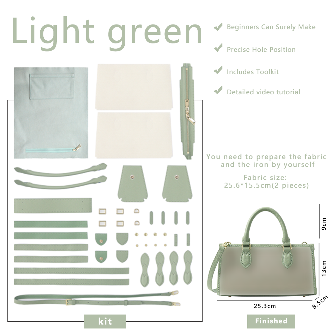 FingerArt Leather Horizontal Mini Tote Bag DIY Kit, Leather and Fabric Combination