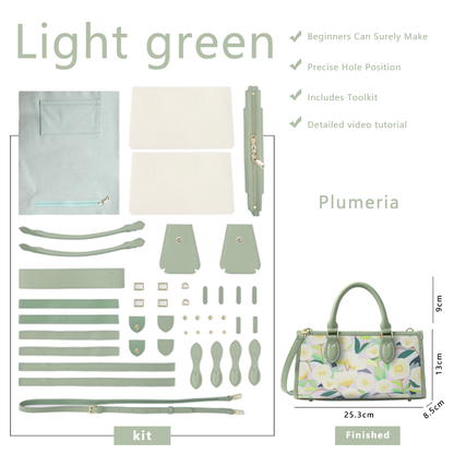 FingerArt Leather Horizontal Mini Tote Bag DIY Kit, Leather and Fabric Combination