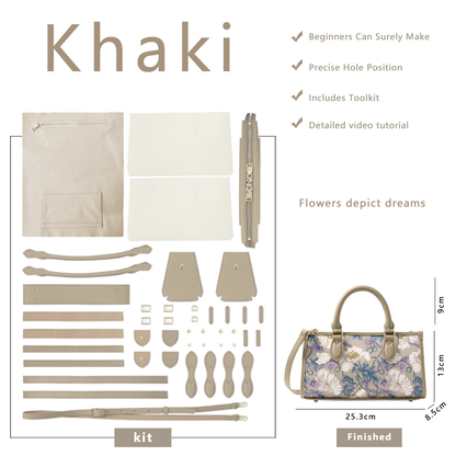 FingerArt Leather Horizontal Mini Tote Bag DIY Kit, Leather and Fabric Combination