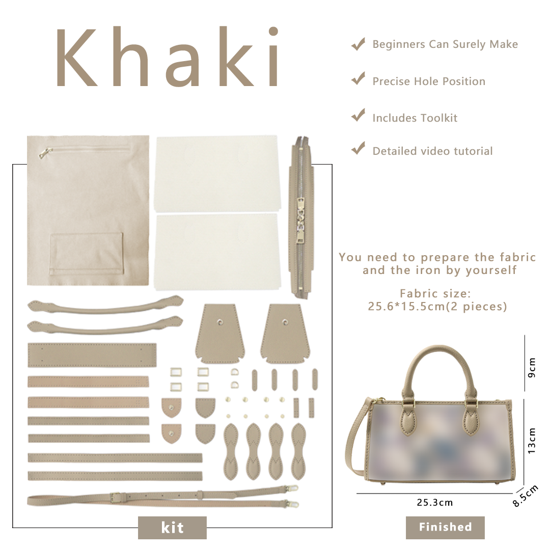 FingerArt Leather Horizontal Mini Tote Bag DIY Kit, Leather and Fabric Combination