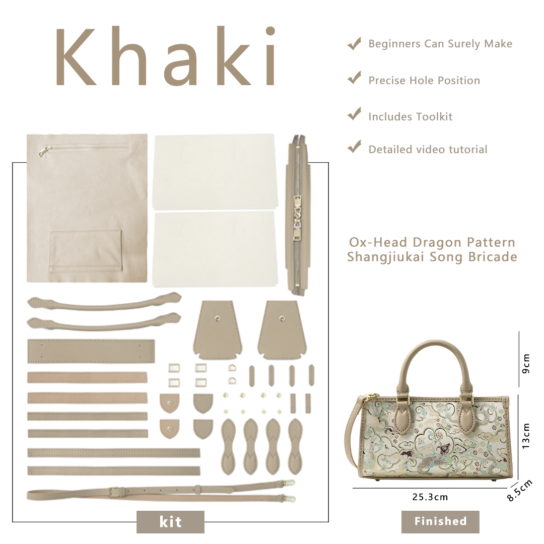 FingerArt Leather Horizontal Mini Tote Bag DIY Kit, Leather and Fabric Combination