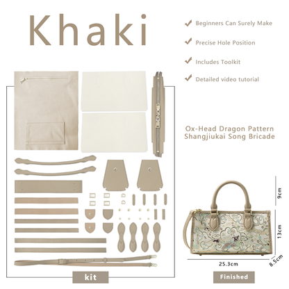 FingerArt Leather Horizontal Mini Tote Bag DIY Kit, Leather and Fabric Combination