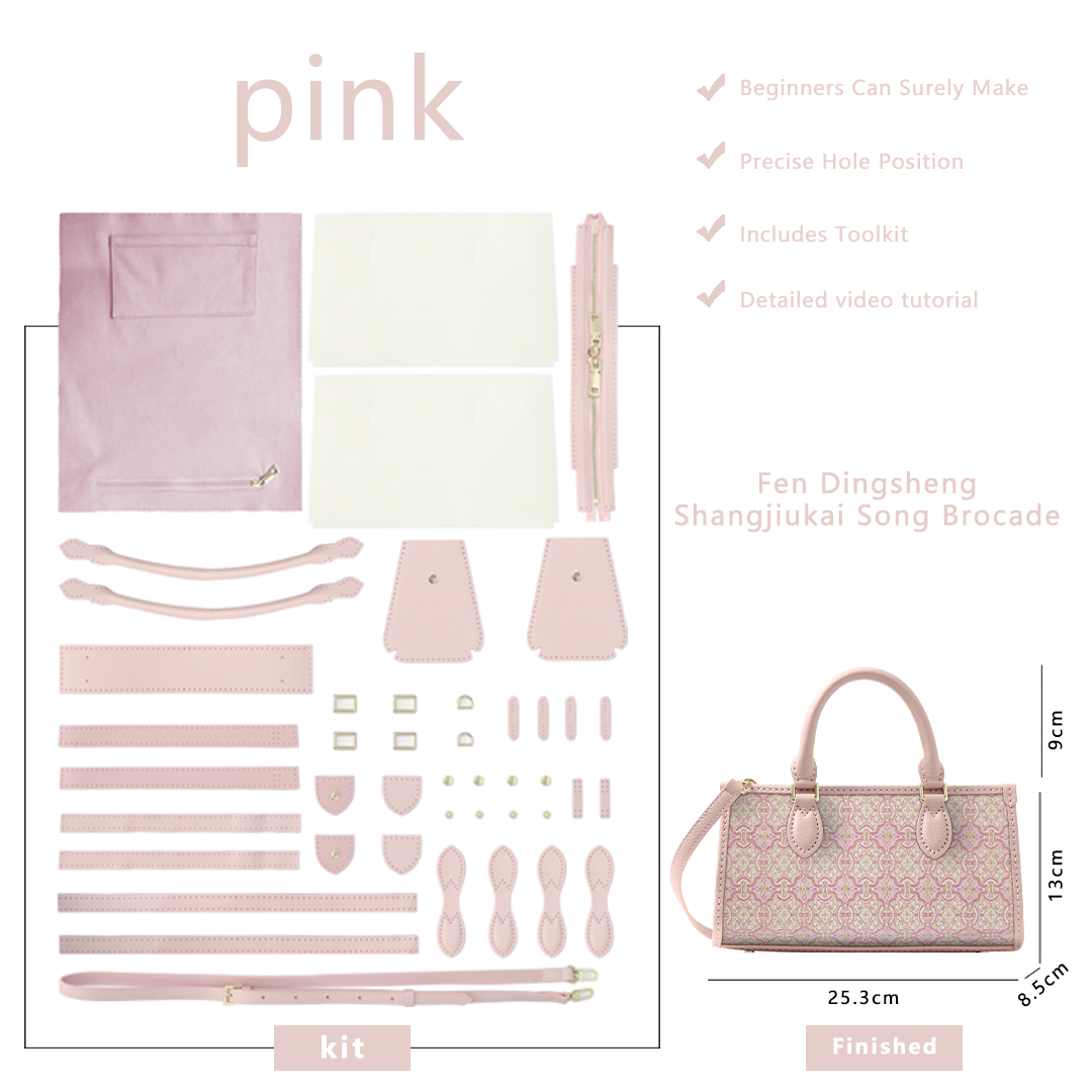 FingerArt Leather Horizontal Mini Tote Bag DIY Kit, Leather and Fabric Combination