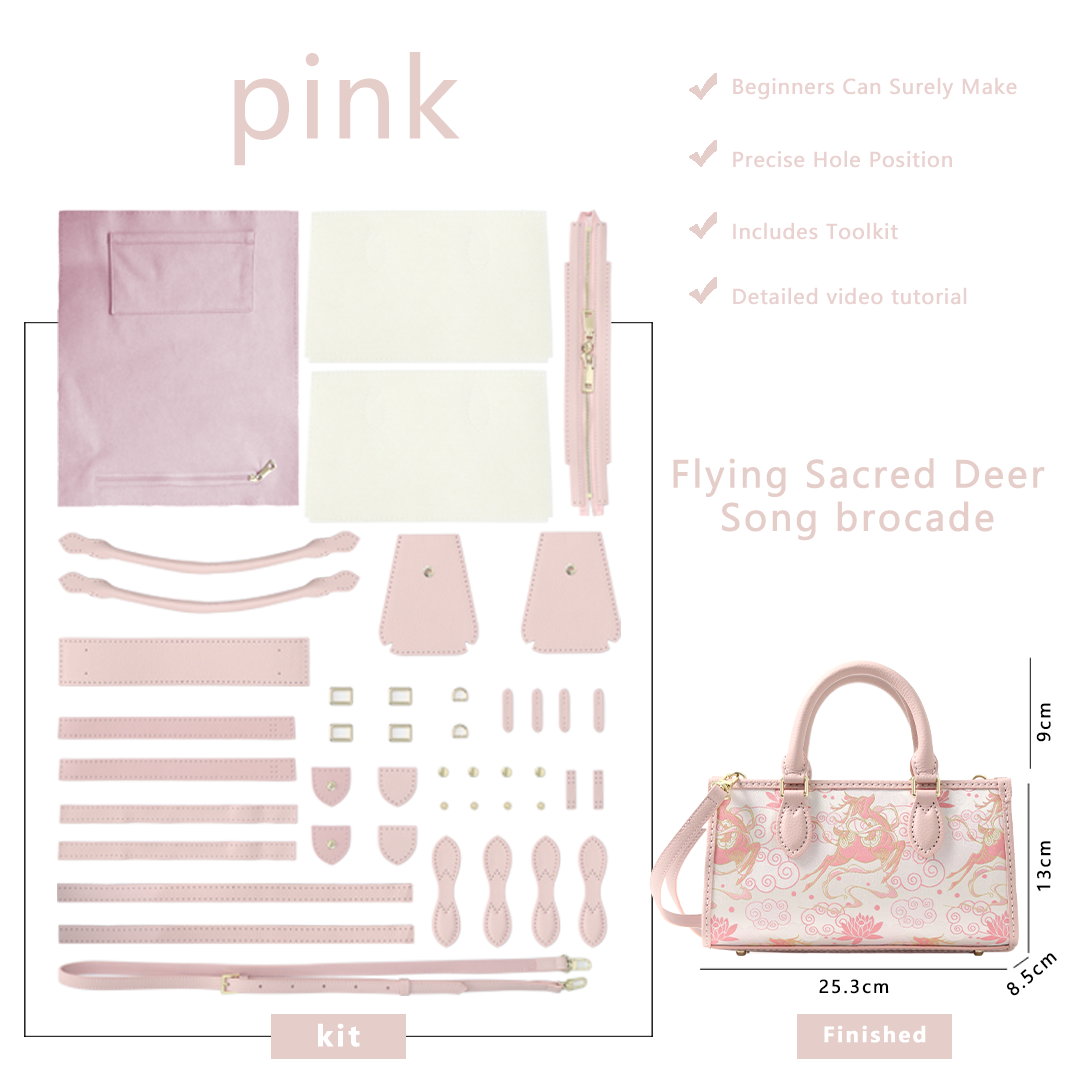 FingerArt Leather Horizontal Mini Tote Bag DIY Kit, Leather and Fabric Combination