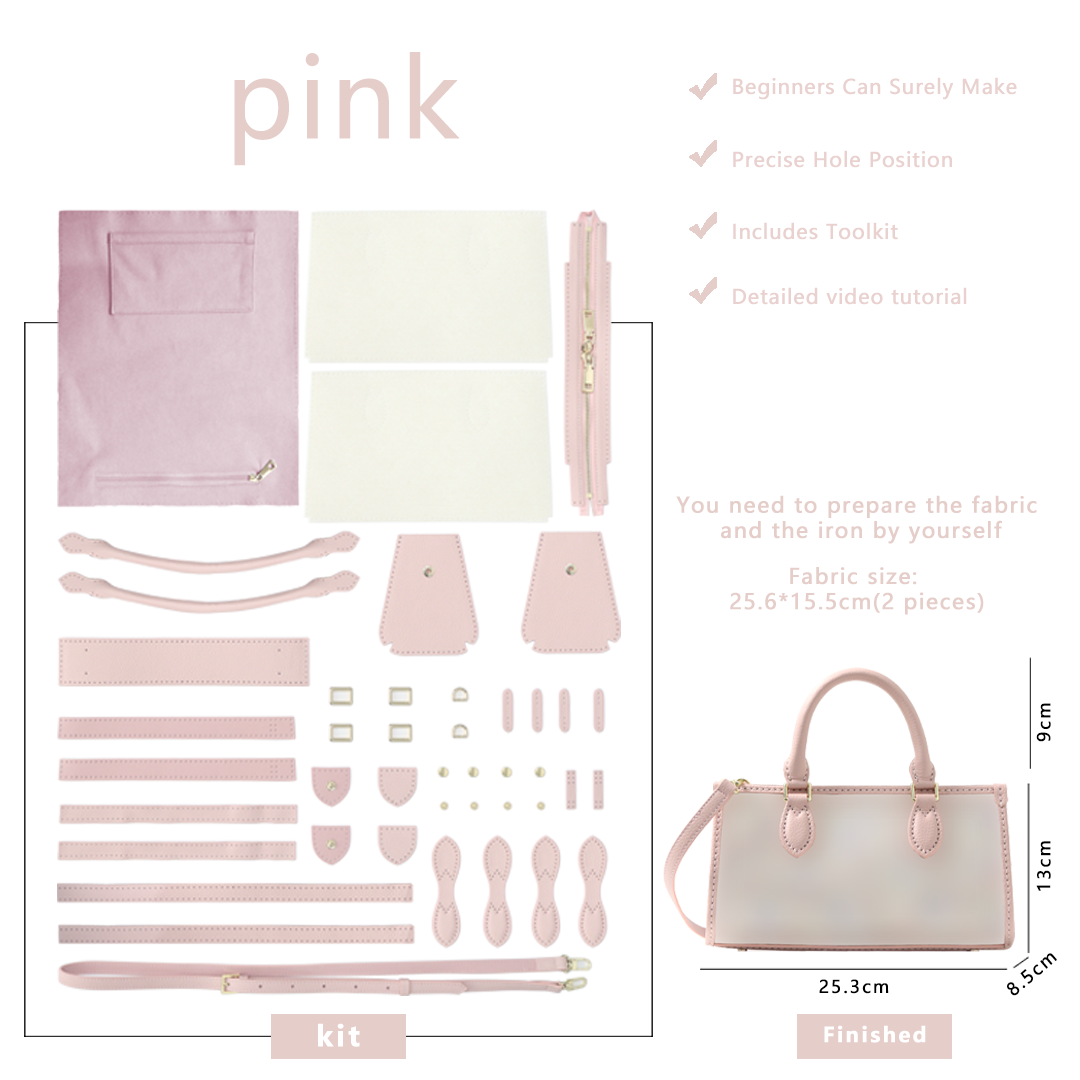 FingerArt Leather Horizontal Mini Tote Bag DIY Kit, Leather and Fabric Combination