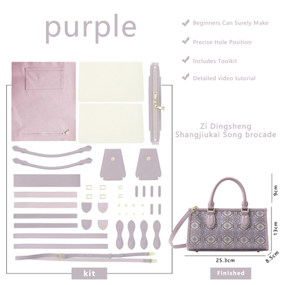 FingerArt Leather Horizontal Mini Tote Bag DIY Kit, Leather and Fabric Combination