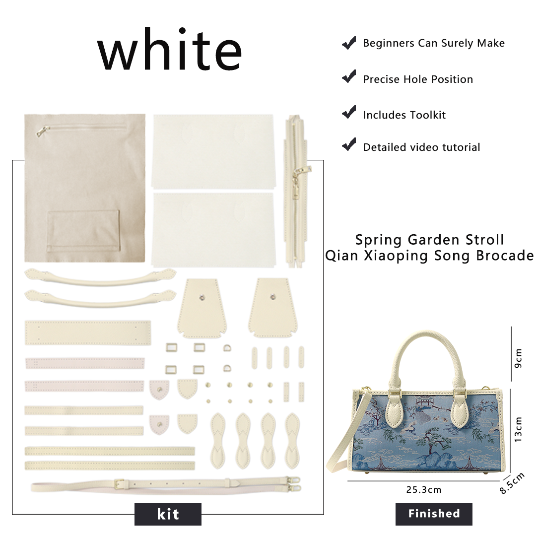 FingerArt Leather Horizontal Mini Tote Bag DIY Kit, Leather and Fabric Combination