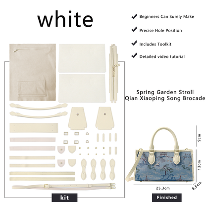 FingerArt Leather Horizontal Mini Tote Bag DIY Kit, Leather and Fabric Combination